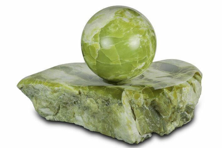 Polished Noble Serpentine Sphere with Base - Washington #341584